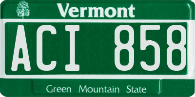 VT license plate ACI858