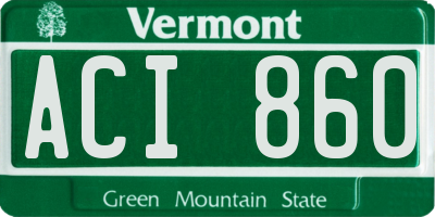 VT license plate ACI860