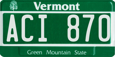 VT license plate ACI870