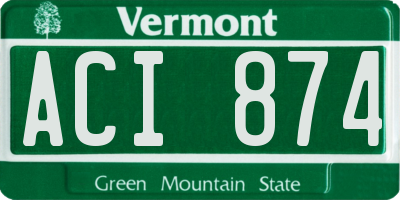 VT license plate ACI874