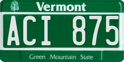 VT license plate ACI875