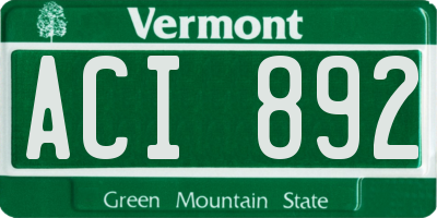 VT license plate ACI892