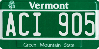 VT license plate ACI905
