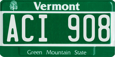 VT license plate ACI908