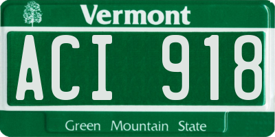 VT license plate ACI918