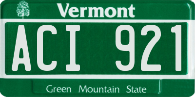 VT license plate ACI921