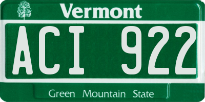 VT license plate ACI922