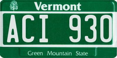 VT license plate ACI930