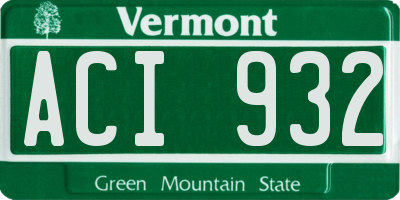 VT license plate ACI932