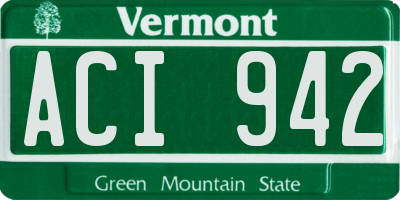 VT license plate ACI942