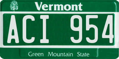 VT license plate ACI954