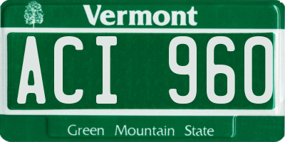 VT license plate ACI960