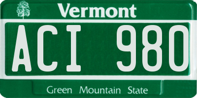 VT license plate ACI980