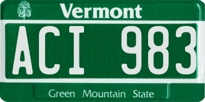 VT license plate ACI983