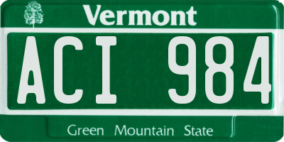 VT license plate ACI984