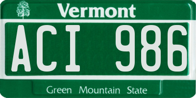 VT license plate ACI986