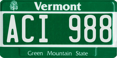 VT license plate ACI988