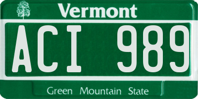 VT license plate ACI989