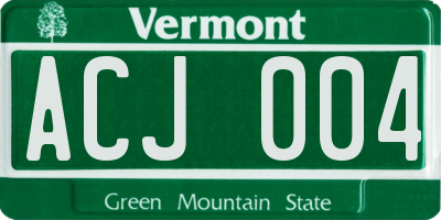 VT license plate ACJ004
