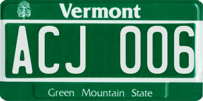VT license plate ACJ006