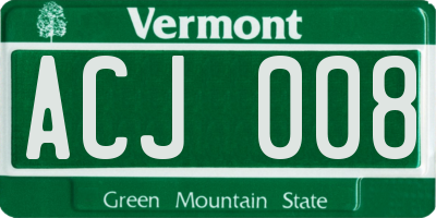 VT license plate ACJ008