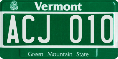 VT license plate ACJ010