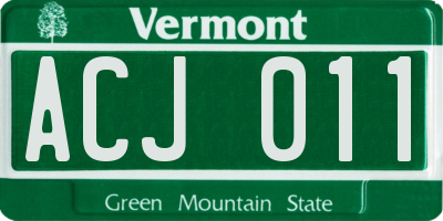 VT license plate ACJ011
