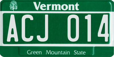 VT license plate ACJ014