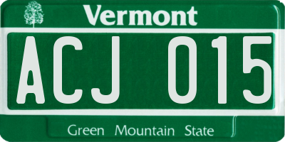 VT license plate ACJ015