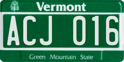VT license plate ACJ016