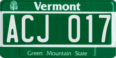 VT license plate ACJ017