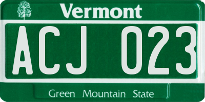 VT license plate ACJ023