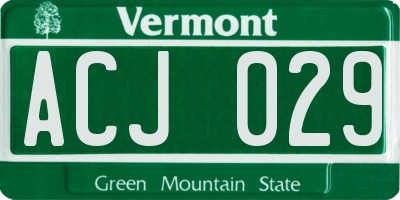 VT license plate ACJ029