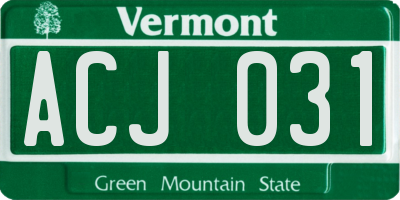 VT license plate ACJ031