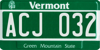 VT license plate ACJ032