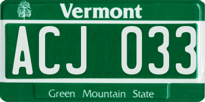VT license plate ACJ033