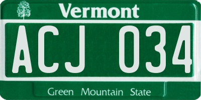 VT license plate ACJ034
