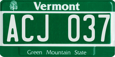 VT license plate ACJ037