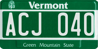 VT license plate ACJ040