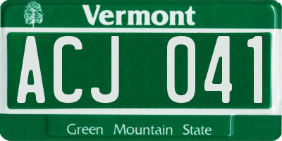 VT license plate ACJ041