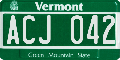 VT license plate ACJ042
