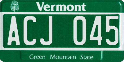 VT license plate ACJ045
