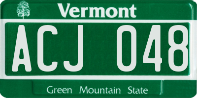 VT license plate ACJ048