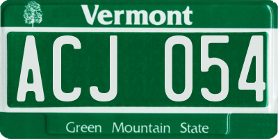 VT license plate ACJ054