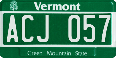 VT license plate ACJ057