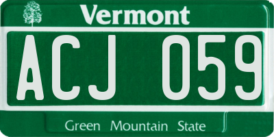 VT license plate ACJ059