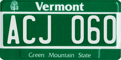 VT license plate ACJ060