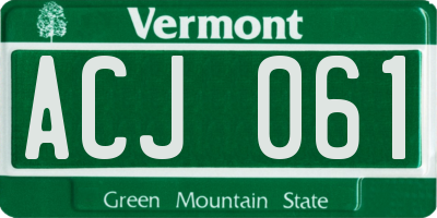 VT license plate ACJ061