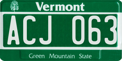 VT license plate ACJ063