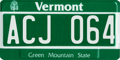VT license plate ACJ064